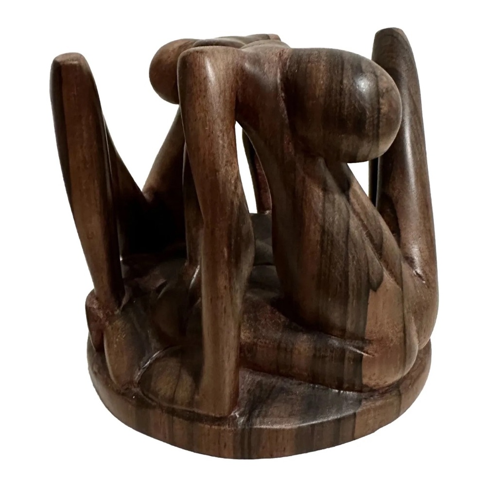 Rare Vintage Hand Carved Sculpture Figurine Abstract Lovers Couple Interlocked